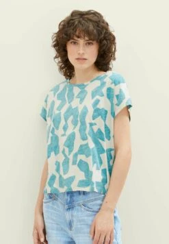 Tom Tailor Gemustertes- T-Shirt Print - Petrol Big Abstract Design