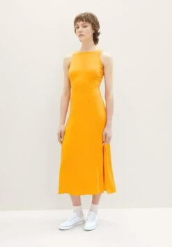 TOM TAILOR Denim Mit Cut Outs - Jurk - Bright Mango Orange