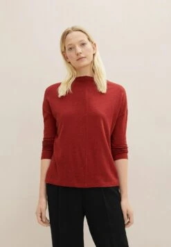 Tom Tailor Mit Umgeschlagenem Stehkragen - Longsleeve - Dark Maroon Red