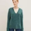 TOM TAILOR Denim Mit V-Ausschnitt - Trui - Green Dust Melange