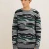 TOM TAILOR Denim Trui - Green Black Marble Jacquard