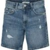 Tom Tailor Im Used-Look - Jeansshort - Destroyed Mid Stone Blue Denim