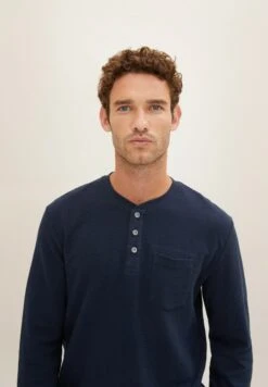 Tom Tailor Henley Mit Waffelstruktur - Longsleeve - Sky Captain Blue -Tom Tailor Winkel 665f23d9d9084ee48fde1cf6133c9d45