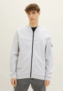 TOM TAILOR Denim Mit Print  - Sweater Met Rits - Light Stone Grey Melange