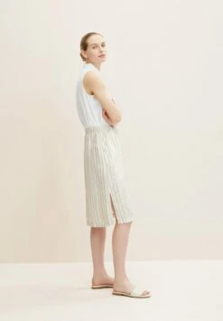 Tom Tailor Mit Leinen - A-Lijn Rok - Beige Drawn Vertical Stripe -Tom Tailor Winkel 67c1b55b0f074003aa8e1fcd57df41b7