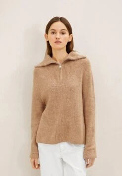 TOM TAILOR Denim Mit Troyer Kragen  - Trui - Cinnamon Brown Melange