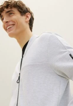 TOM TAILOR Denim Mit Print  - Sweater Met Rits - Light Stone Grey Melange -Tom Tailor Winkel 6df50869c1de408fa2038a91d0ca951f