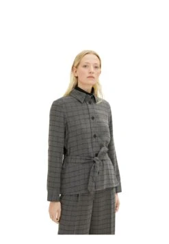 Tom Tailor Mit Karomuster Und Gürtel - Lichte Jas - Grey Small Woven Check -Tom Tailor Winkel 6e417b45f83245f6a92b374b9b614612