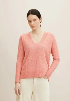 TOM TAILOR Denim Cosy V-Neck- Trui - Peach Pink Melange