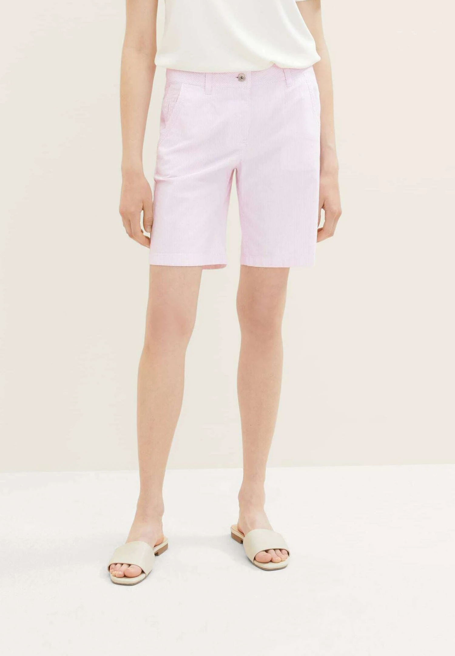 Tom Tailor Bermuda - Shorts - Offwhite Pink Stripe 7 Tom Tailor Bermuda - Shorts - Offwhite Pink Stripe - Afbeelding 5
