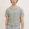 TOM TAILOR Denim In Melange-Optik - T-Shirt Basic - Creme Black Space Dye