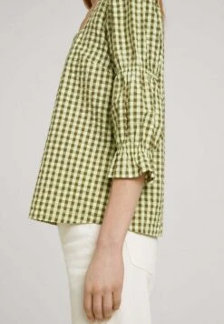 TOM TAILOR Denim Mit Carree Aussc - Blouse - Small Green Check -Tom Tailor Winkel 75382ba251954ead938a3e723ad10a1a