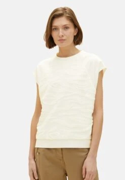 Tom Tailor Mit Struktur - T-Shirt Print - Offwhite Towelling Waves