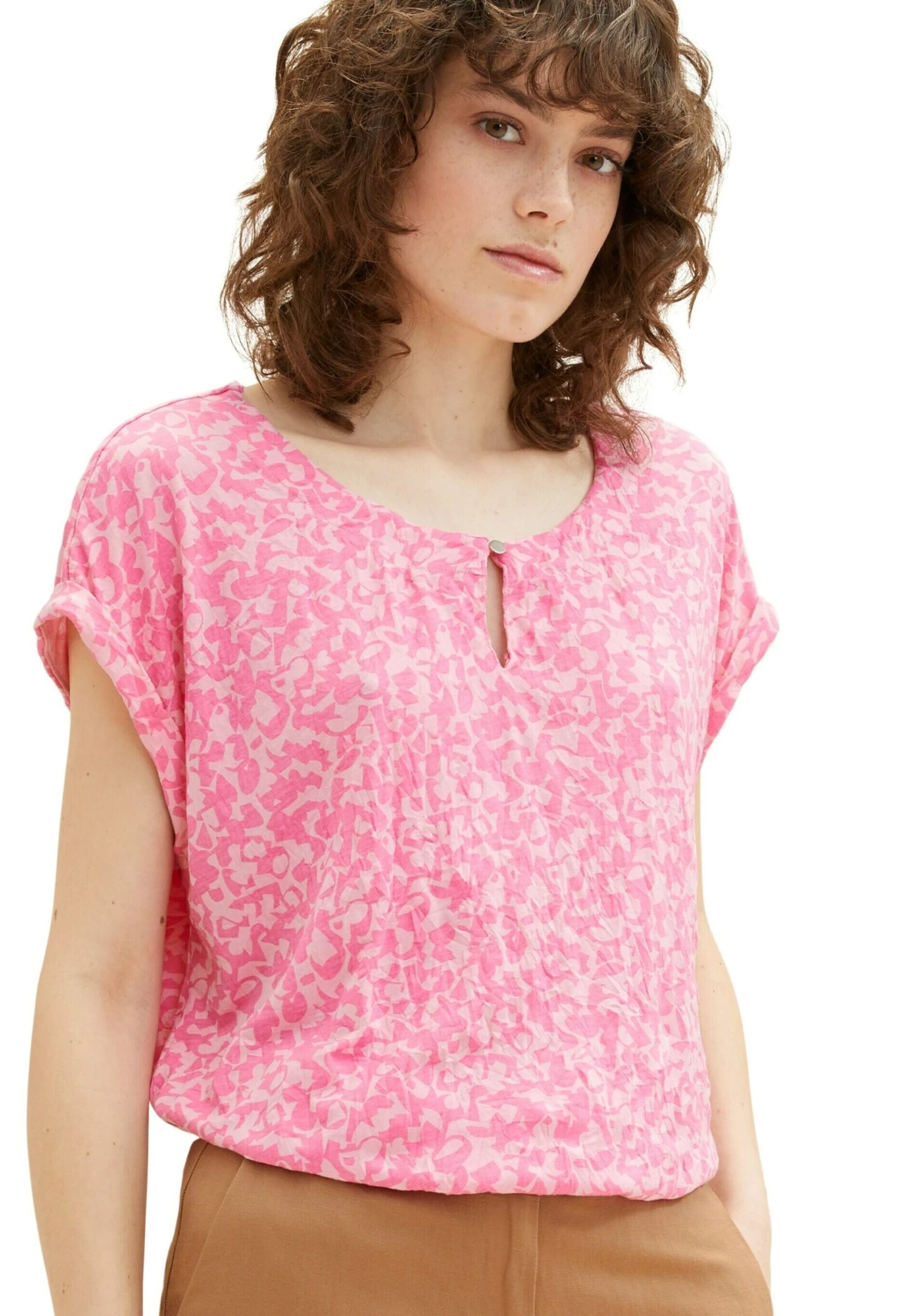 Tom Tailor Mit Raffung - Blouse - Pink Geo Design 6 Tom Tailor Mit Raffung - Blouse - Pink Geo Design - Afbeelding 4