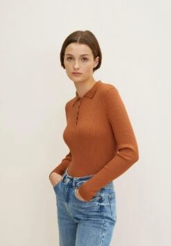 TOM TAILOR Denim Strukturierter- Poloshirt - Rusty Amber -Tom Tailor Winkel 7b63eddc47574999809a7ef9c6735e2d