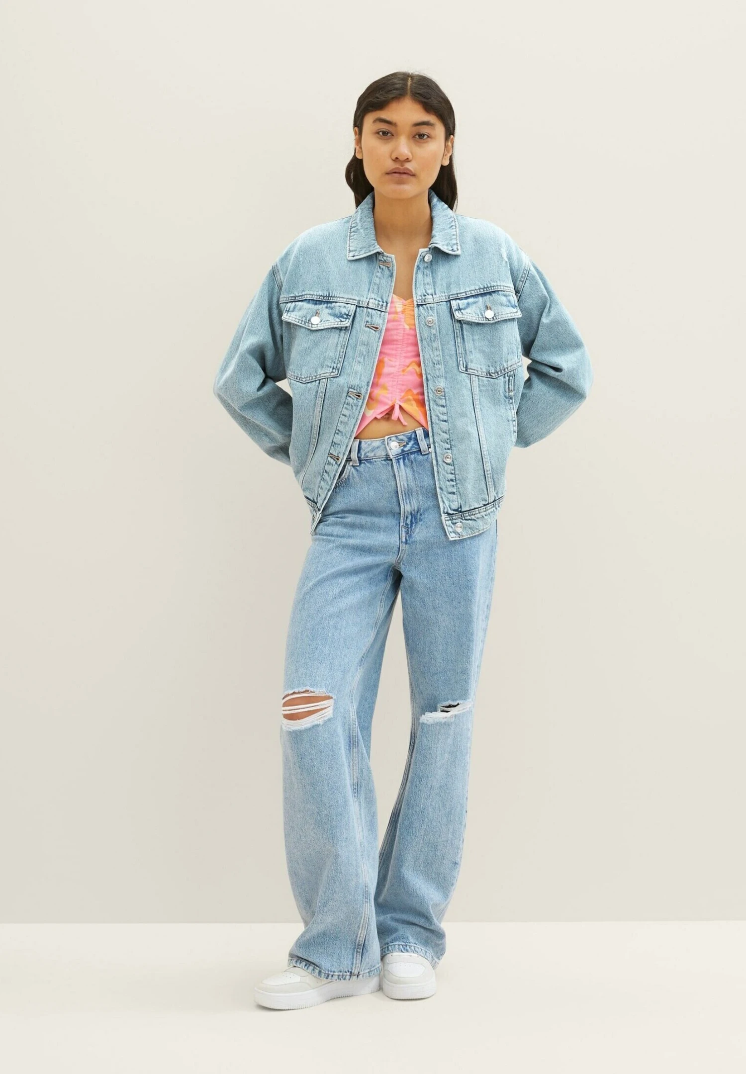 TOM TAILOR Denim Straight Leg Jeans - Destroyed Light Stone Blue Denim 4 TOM TAILOR Denim Straight Leg Jeans - Destroyed Light Stone Blue Denim - Afbeelding 2