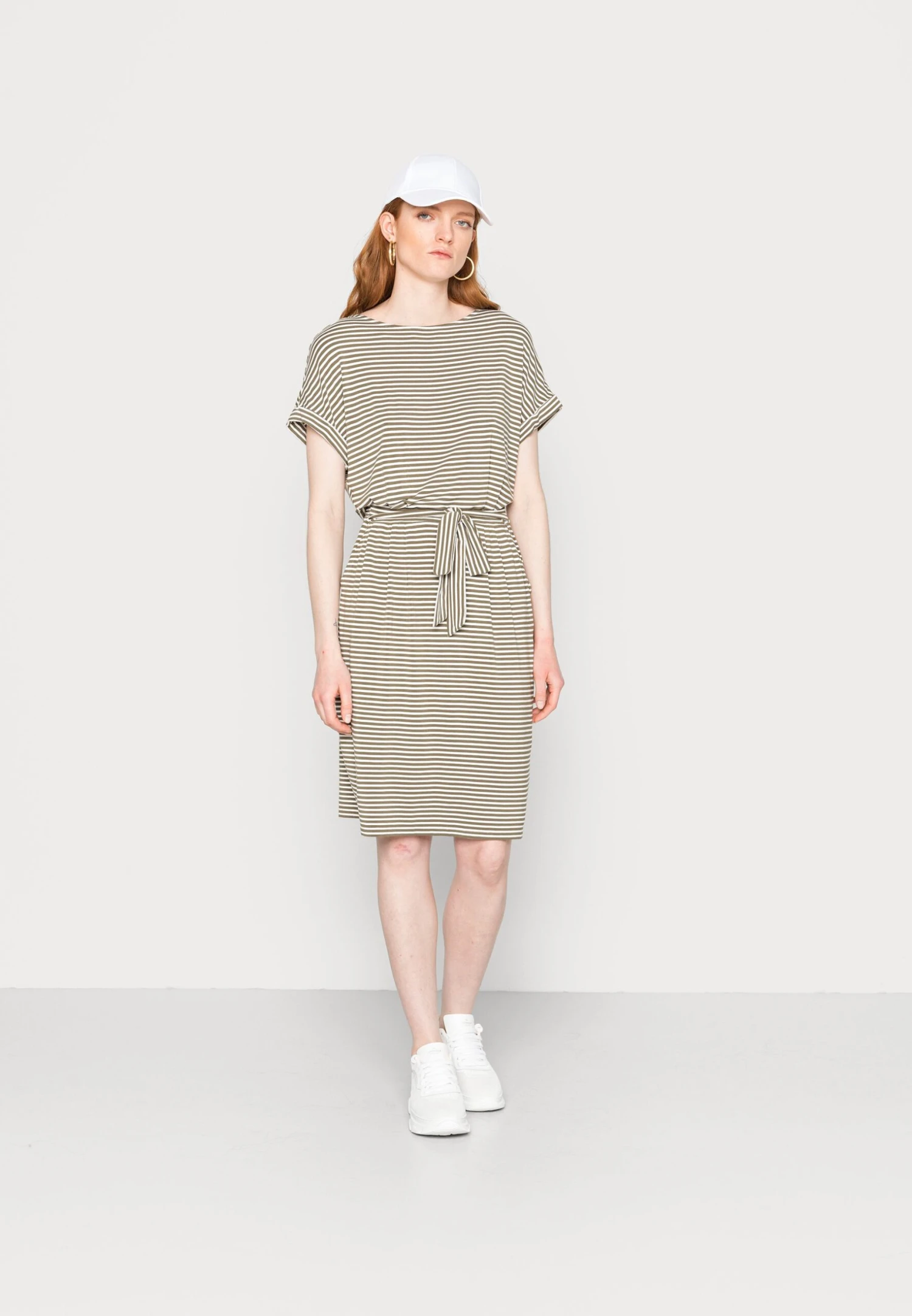 Tom Tailor Striped Dress - Jurk - Olive Offwhite 4 Tom Tailor Striped Dress - Jurk - Olive Offwhite - Afbeelding 2