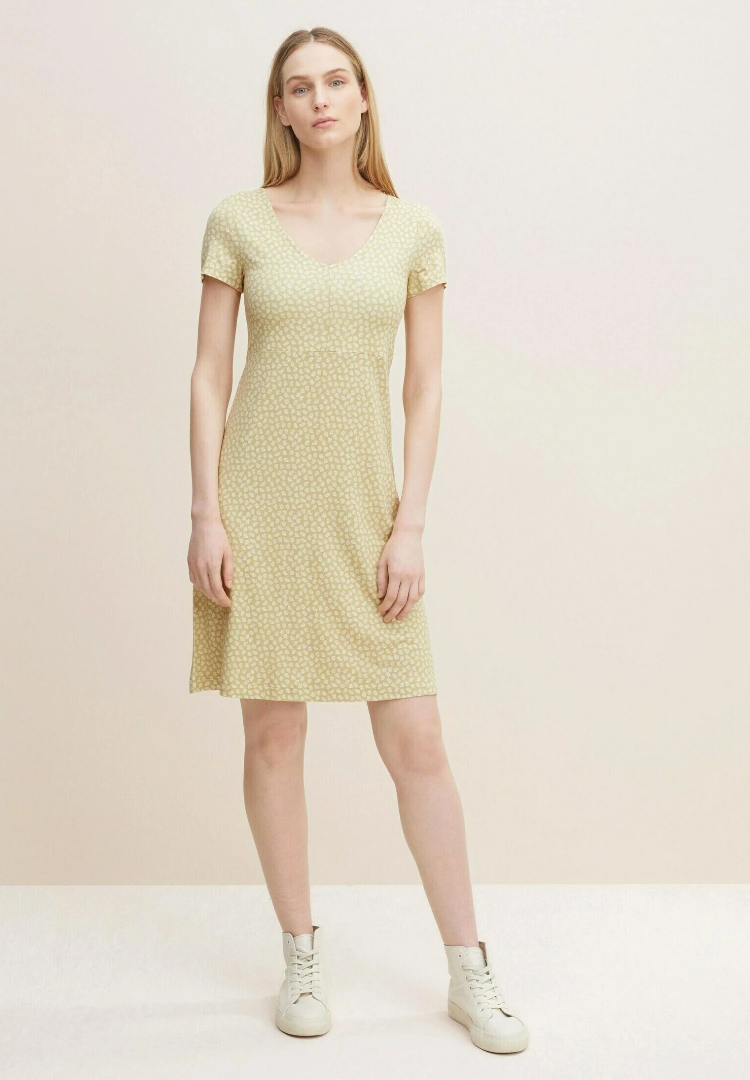 Tom Tailor Jerseyjurk - Green Small Leaf Design 3 Tom Tailor Jerseyjurk - Green Small Leaf Design