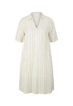 Tom Tailor Jurk - Beige Drawn Vertical Stripe