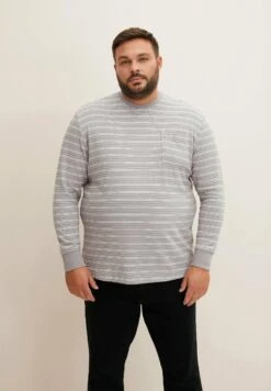 Tom Tailor Langarm - Trui - Grey Twotone White Stripe