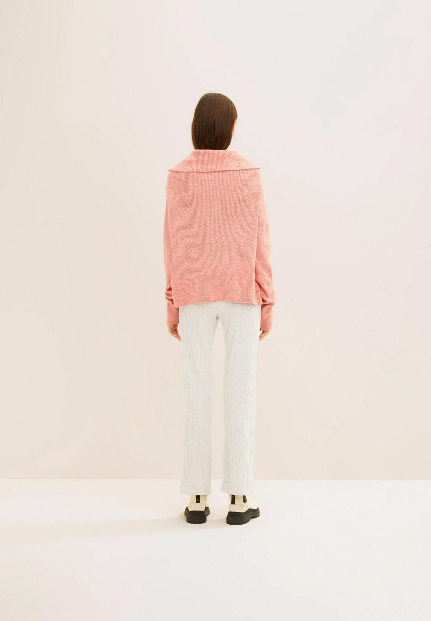 TOM TAILOR Denim Mit Troyer Kragen - Trui - Peach Pink Melange 5 TOM TAILOR Denim Mit Troyer Kragen - Trui - Peach Pink Melange - Afbeelding 3