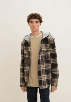 TOM TAILOR Denim Kapuzenhemd - Overhemd - Coal Grey/Grey Beige Check