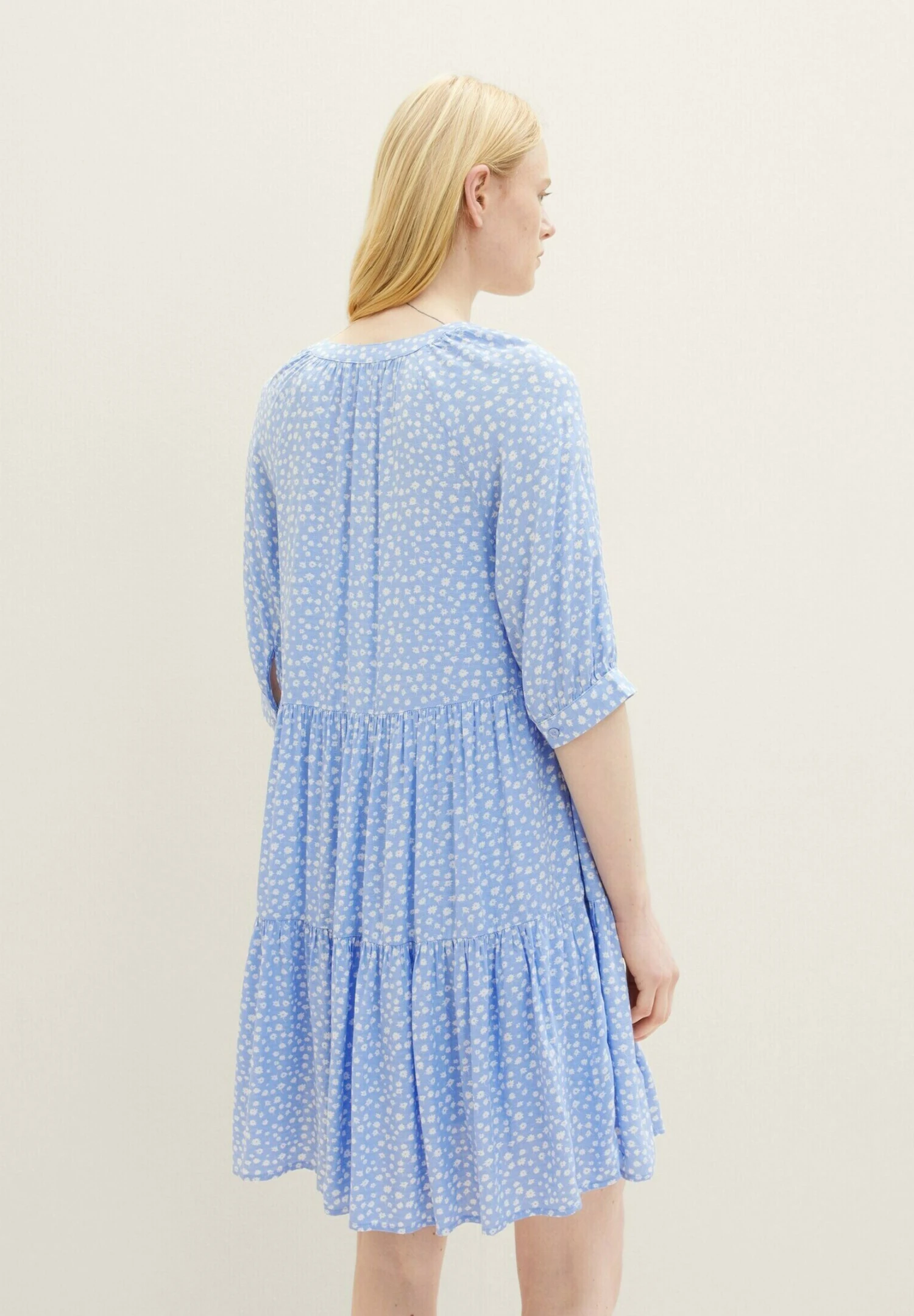 TOM TAILOR Denim Mit Volants - Jurk - Light Blue Flower Print 5 TOM TAILOR Denim Mit Volants - Jurk - Light Blue Flower Print - Afbeelding 3