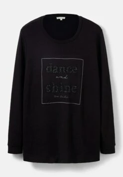 Tom Tailor LangarmMit Glitzerndem Textprint  - Longsleeve - Deep Black -Tom Tailor Winkel 87df5946956248159305f7b17cbea63d