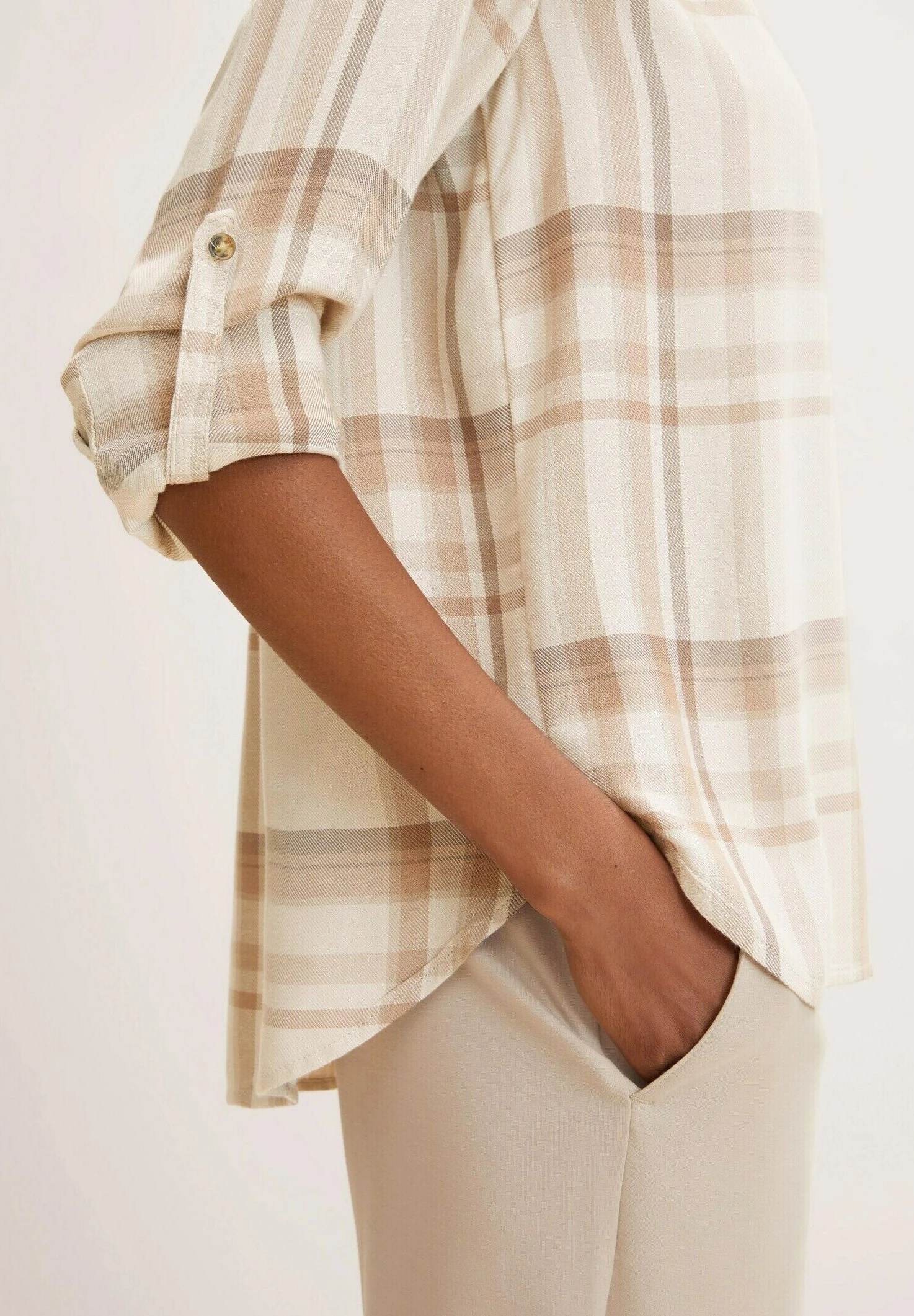 Tom Tailor Overhemdblouse - Beige Check 6 Tom Tailor Overhemdblouse - Beige Check - Afbeelding 4