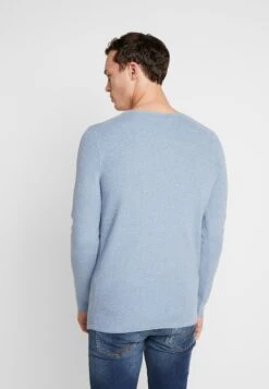 TOM TAILOR Denim Zigzag Structured Crewneck - Trui - Soft Light Blue Melange -Tom Tailor Winkel 882270a479ca4cc5bfbe05ea344e3650