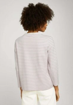Tom Tailor Basic- Sweater - Lilac White Structure Stripe -Tom Tailor Winkel 8977489e204844eab35a7acdecea3fb7