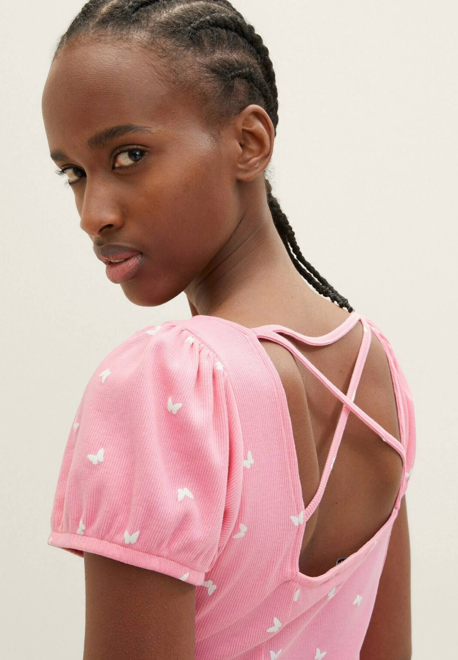 TOM TAILOR Denim GemustertesMit Puffärmeln - Jerseyjurk - Pink 6 TOM TAILOR Denim GemustertesMit Puffärmeln - Jerseyjurk - Pink - Afbeelding 4