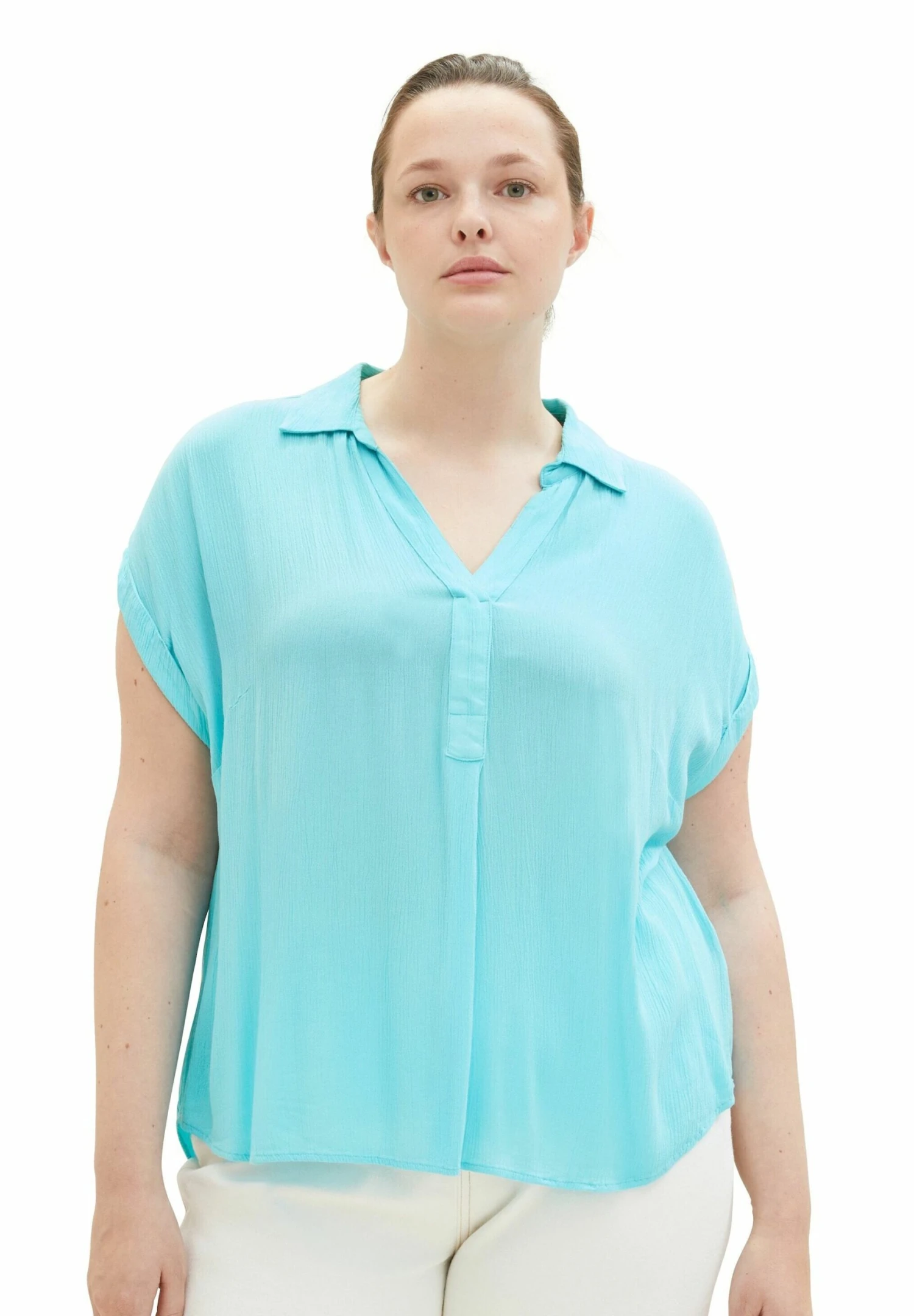 Tom Tailor Plus - In Knitteroptik - Blouse - Teal Radiance 7 Tom Tailor Plus - In Knitteroptik - Blouse - Teal Radiance - Afbeelding 5