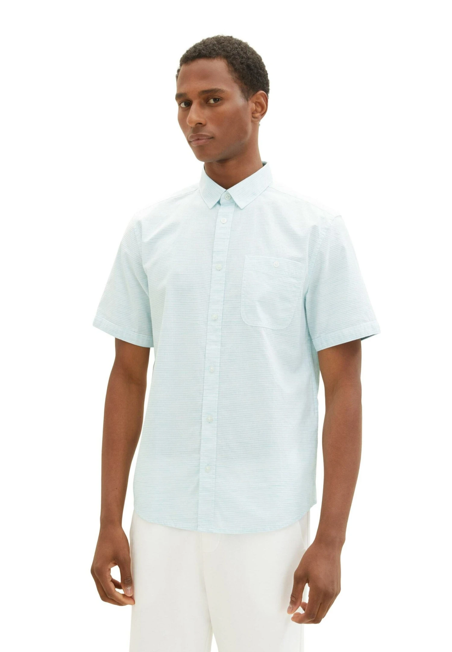 Tom Tailor Mit Struktur - Overhemd - Turquoise Off White Structure 4 Tom Tailor Mit Struktur - Overhemd - Turquoise Off White Structure - Afbeelding 2