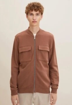 TOM TAILOR Denim Sweater Met Rits - Light Wood Brown