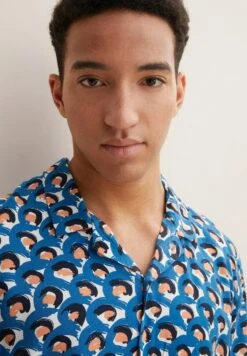 TOM TAILOR Denim Mit Printmuster - Overhemd - Blue Arty Half Circle Print -Tom Tailor Winkel 8bf48d7808cb41348265694edbd9da88