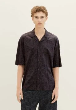 TOM TAILOR Denim Kurzarm - Overhemd - Black Bubble Wording Print