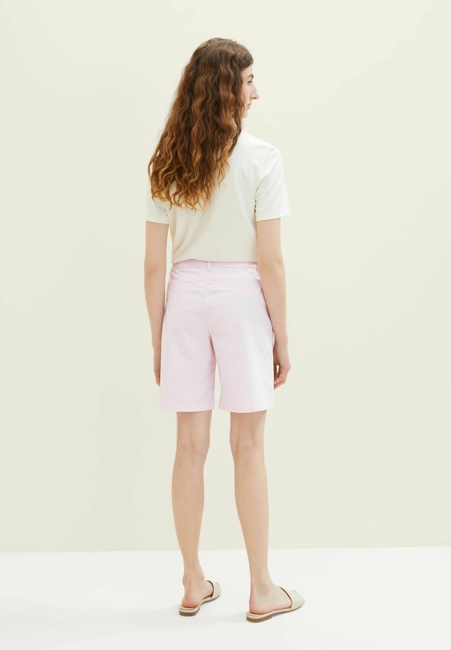 Tom Tailor Bermuda - Shorts - Offwhite Pink Stripe 5 Tom Tailor Bermuda - Shorts - Offwhite Pink Stripe - Afbeelding 3