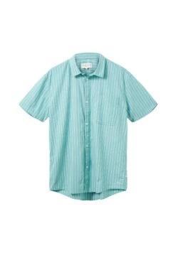 TOM TAILOR Denim Gestreiftes Kurzarm - Overhemd - Turquoise Stripe -Tom Tailor Winkel 8f38e8108fe14a7ebbe58f04ddf41048