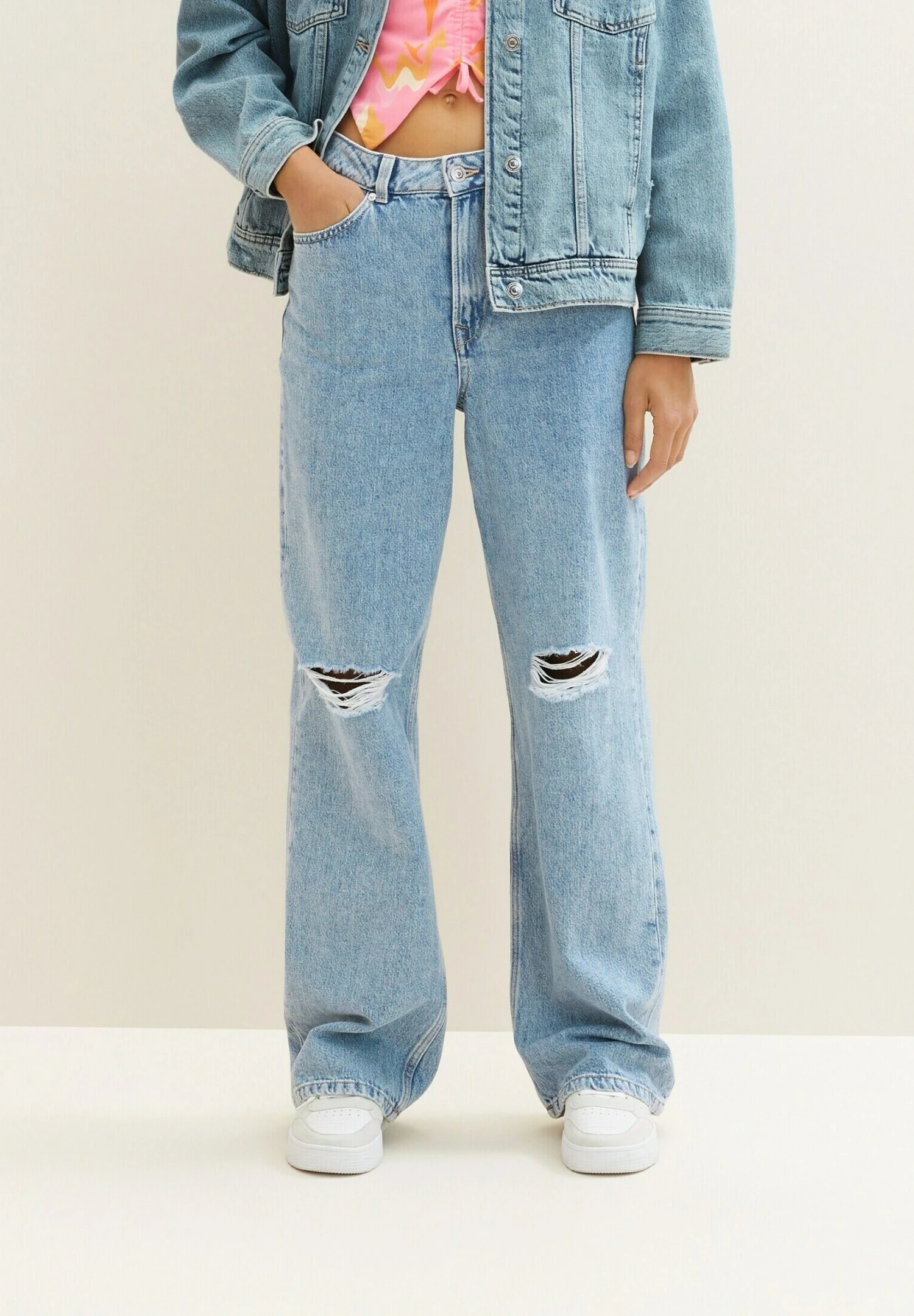 TOM TAILOR Denim Straight Leg Jeans - Destroyed Light Stone Blue Denim 3 TOM TAILOR Denim Straight Leg Jeans - Destroyed Light Stone Blue Denim