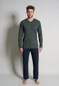 Tom Tailor V-Ausschn Set - Pyjama - Grün Dunkel Ringel