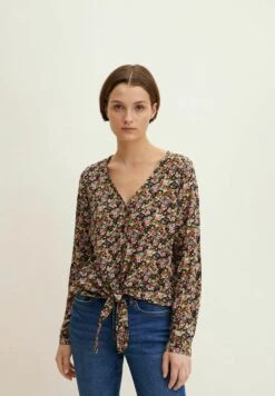TOM TAILOR Denim Langarm Mit Knotendetail - Blouse - Flower Print
