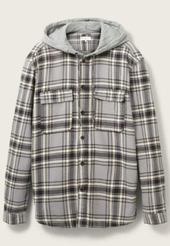 TOM TAILOR Denim Kapuzenhemd - Overhemd - Grey Off White Check -Tom Tailor Winkel 93c84ff02e28480d8031af37e68a63a4