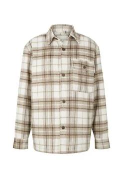 TOM TAILOR Denim Halflange Jas - Off White Beige Big Cosy Check -Tom Tailor Winkel 94ef87ed4e444205bb6d4deb1184ad78