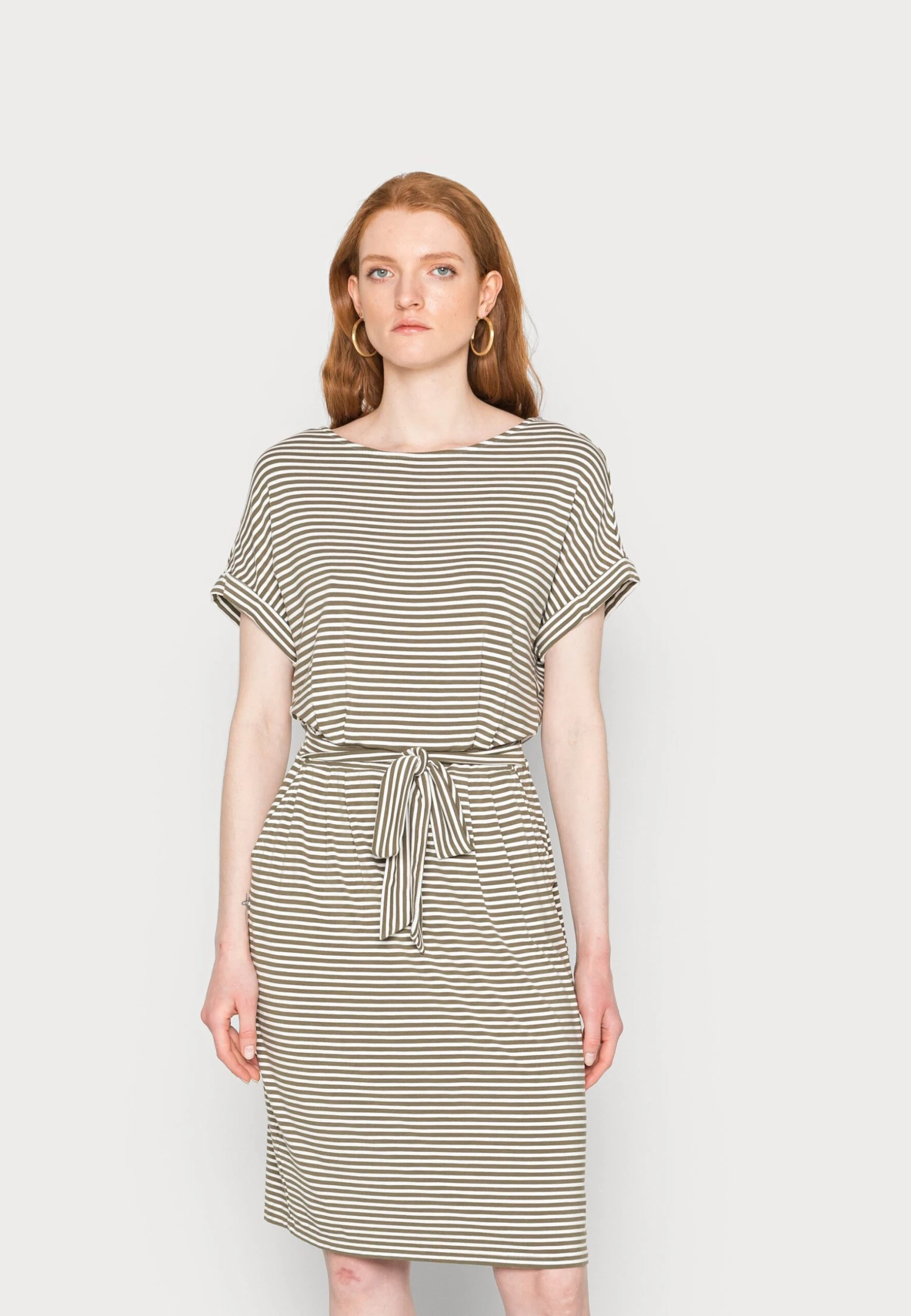 Tom Tailor Striped Dress - Jurk - Olive Offwhite 3 Tom Tailor Striped Dress - Jurk - Olive Offwhite