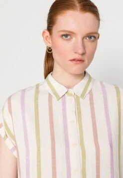 TOM TAILOR Denim Structure Stripe Shirt - Blouse - White Green Rose Stripe -Tom Tailor Winkel 9680afd7b210480e9f590fe6e1bc31d1