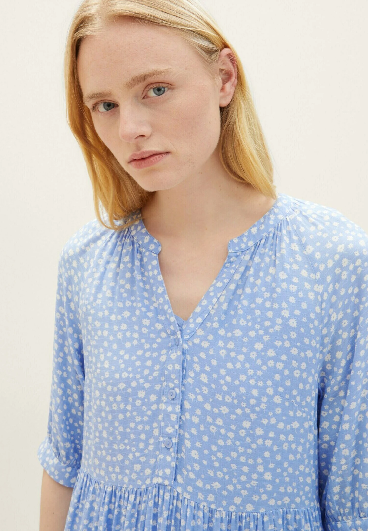 TOM TAILOR Denim Mit Volants - Jurk - Light Blue Flower Print 6 TOM TAILOR Denim Mit Volants - Jurk - Light Blue Flower Print - Afbeelding 4