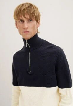 Tom Tailor Trui - Navy White Color Block -Tom Tailor Winkel 9d08279570d042b4bcd42680a50556d7