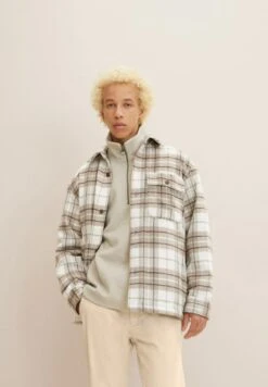 TOM TAILOR Denim Halflange Jas - Off White Beige Big Cosy Check -Tom Tailor Winkel 9f753678a4544411930ac5165588cdbf