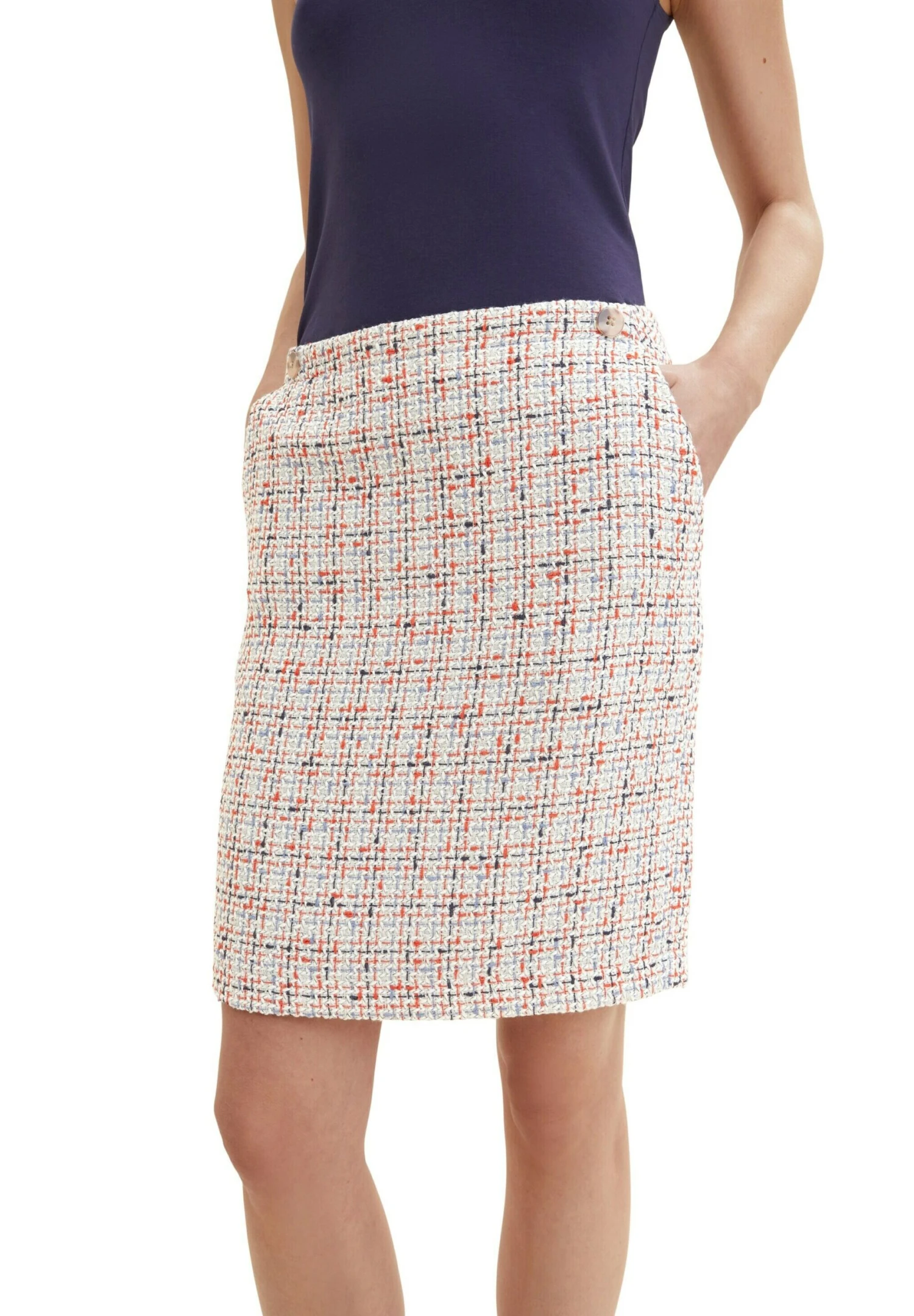 Tom Tailor Bouclé-Rock - Kokerrok - Blue Red Boucle 8 Tom Tailor Bouclé-Rock - Kokerrok - Blue Red Boucle - Afbeelding 6